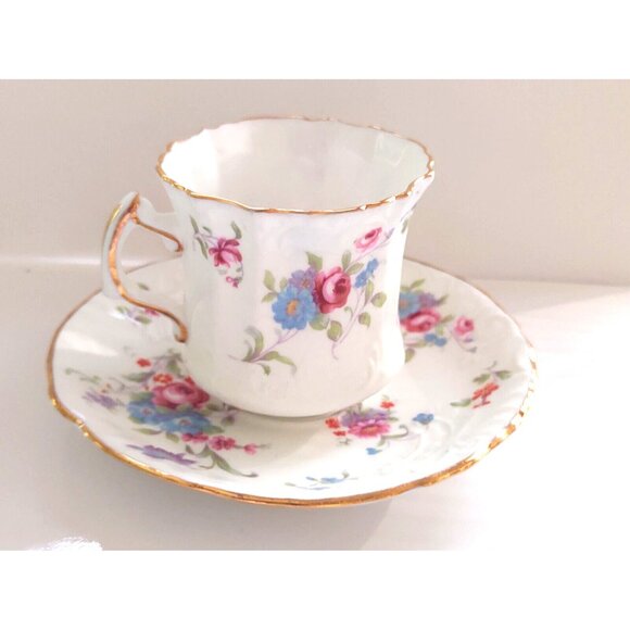 Vintage Hammersley England Bone China Cup & Saucer Set Floral 1970's - Picture 4 of 15